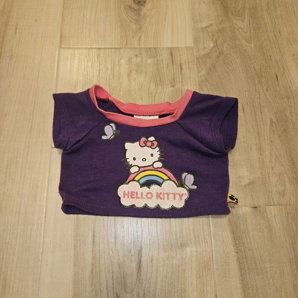 Build A Bear Hello Kitty T- Shirt Top Purple Sanrio Teddy Outfit